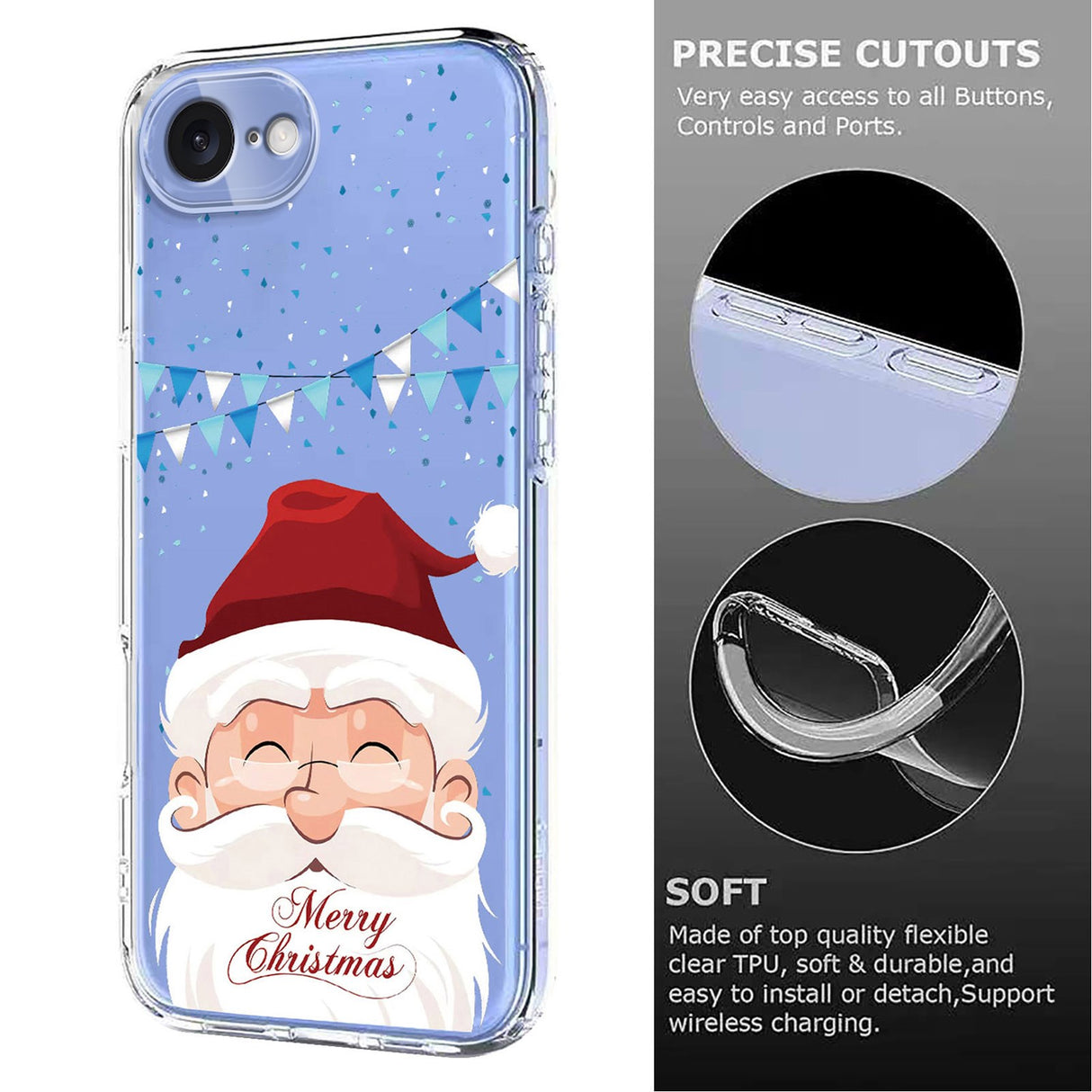 EIDERWOOD iPhone 17e / 16e Fleksibelt Plast Juledeksel med Motiv - Gjennomsiktig / Julenissen