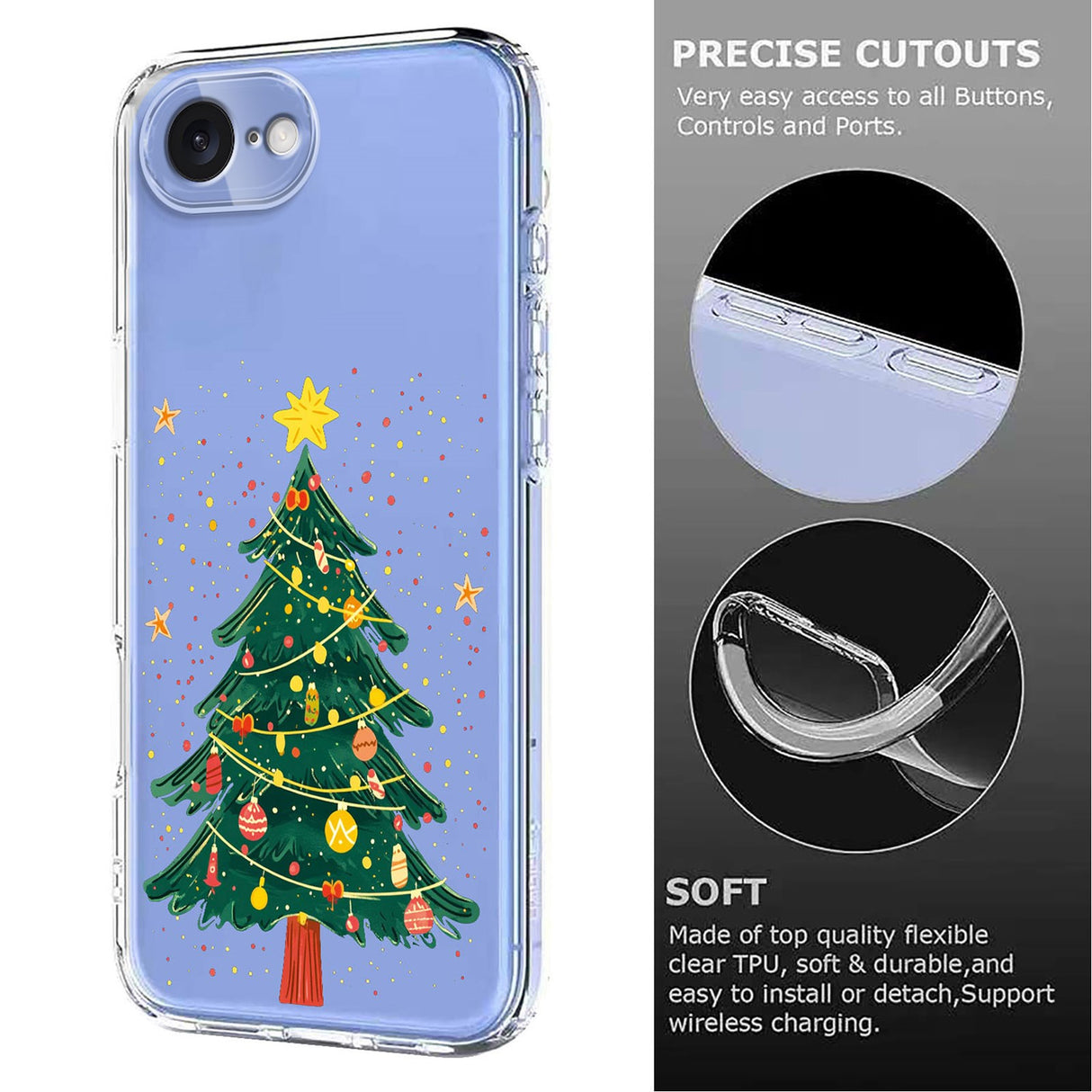 EIDERWOOD iPhone 17e / 16e Fleksibelt Plast Juledeksel med Motiv - Gjennomsiktig / Juletre
