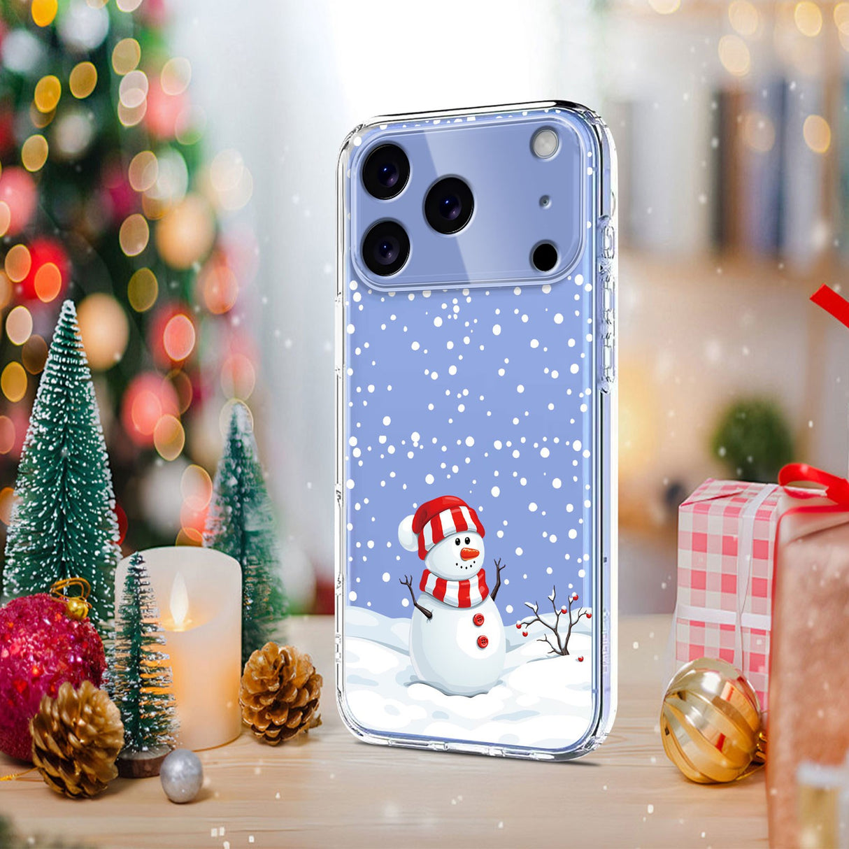 EIDERWOOD iPhone 17 Pro Fleksibelt Plast Juledeksel med Motiv - Gjennomsiktig / Snømann