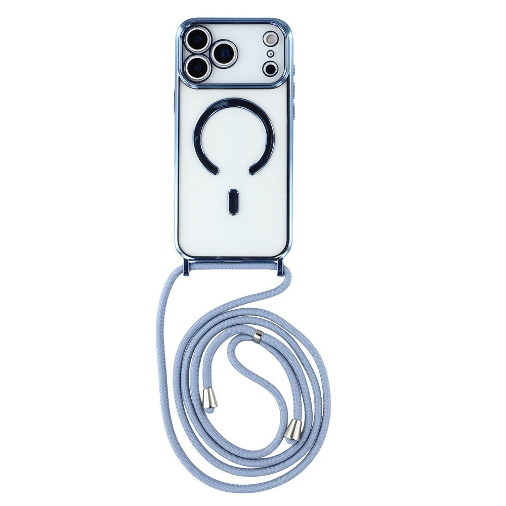 EIDERWOOD iPhone 17 Pro Max Fleksibelt Plast Deksel med Justerbar Stropp - MagSafe Kompatibel - Gjennomsiktig / Blå
