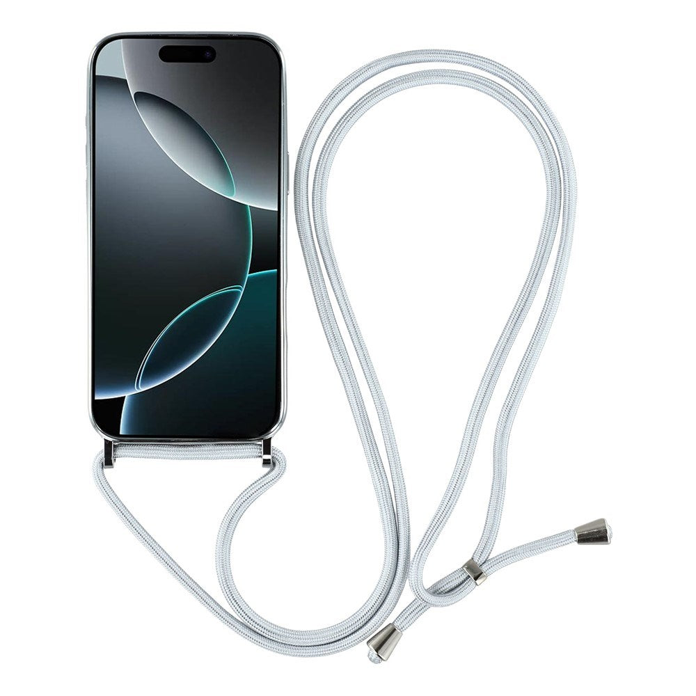 EIDERWOOD iPhone 17 Pro Max Fleksibelt Plast Deksel med Justerbar Stropp - MagSafe Kompatibel - Gjennomsiktig / Sølv