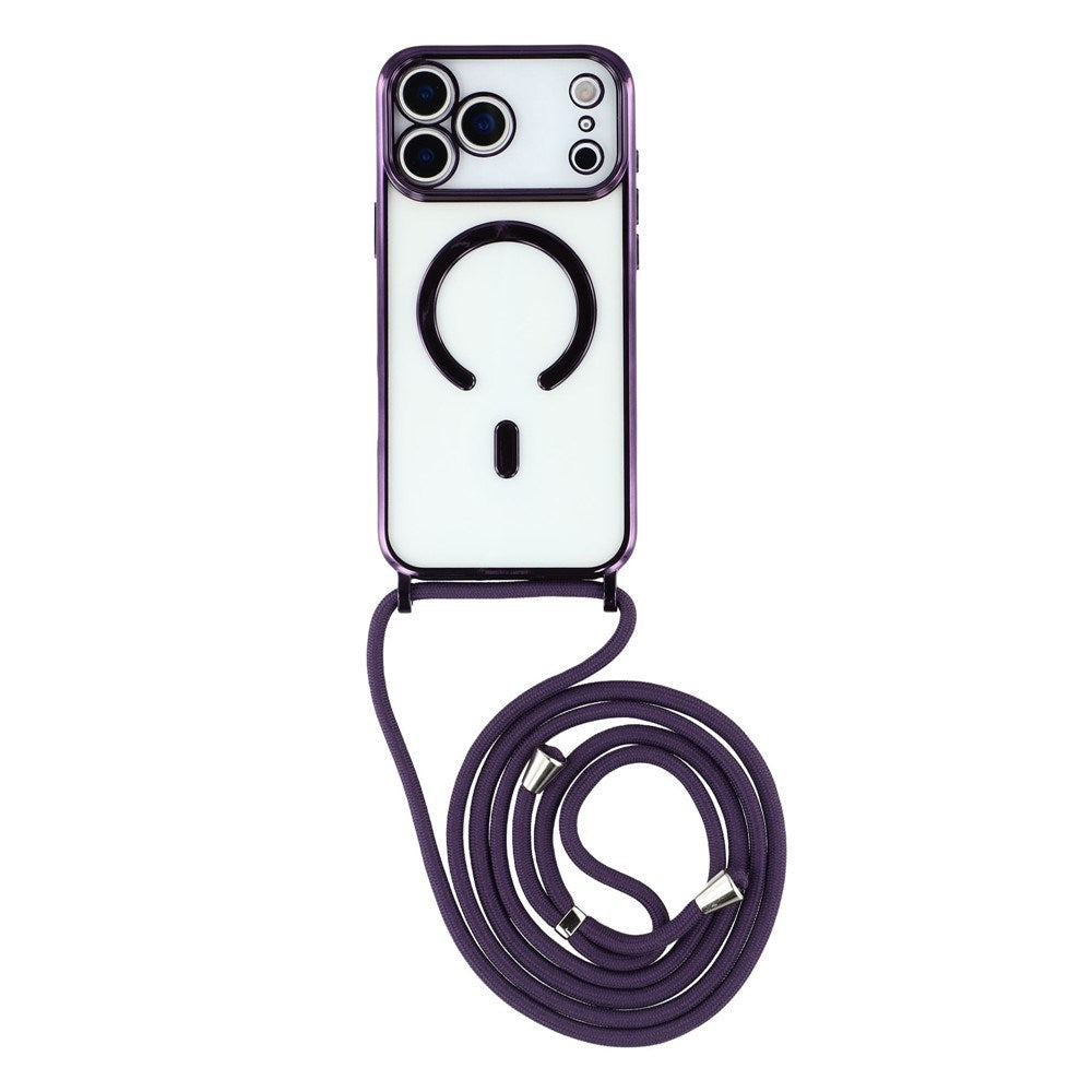 EIDERWOOD iPhone 17 Pro Max Fleksibelt Plast Deksel med Justerbar Stropp - MagSafe Kompatibel - Gjennomsiktig / Lilla