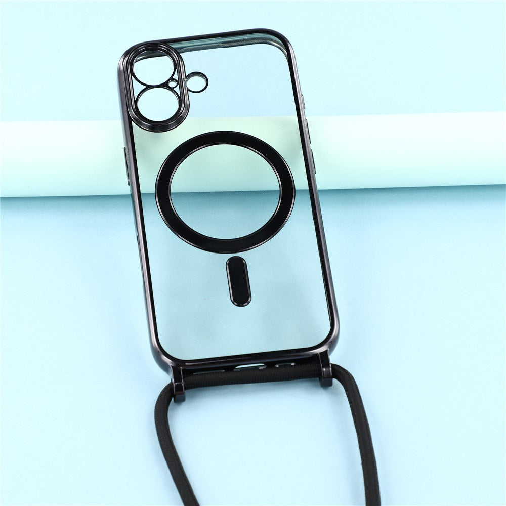 EIDERWOOD iPhone 17 Fleksibelt Plast Deksel med Justerbar Stropp - MagSafe Kompatibel - Gjennomsiktig / Svart