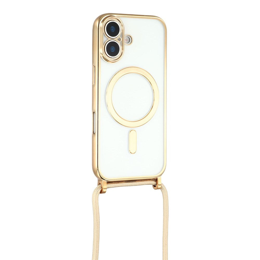 EIDERWOOD iPhone 17 Fleksibelt Plast Deksel med Justerbar Stropp - MagSafe Kompatibel - Gjennomsiktig / Gull