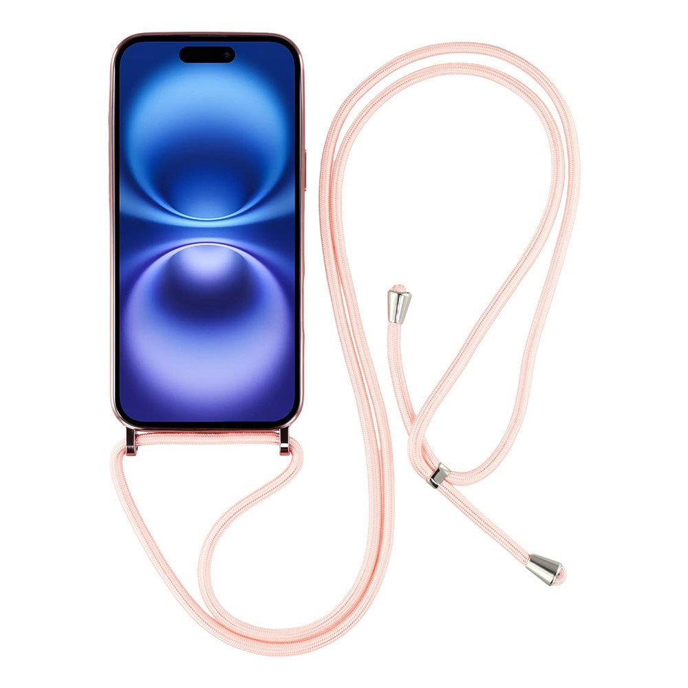 EIDERWOOD iPhone 17 Fleksibelt Plast Deksel med Justerbar Stropp - MagSafe Kompatibel - Gjennomsiktig / Rosa