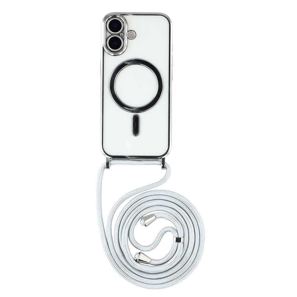 EIDERWOOD iPhone 17 Fleksibelt Plast Deksel med Justerbar Stropp - MagSafe Kompatibel - Gjennomsiktig / Sølv
