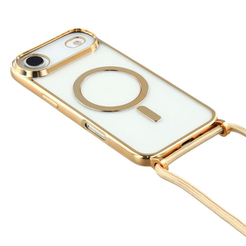 EIDERWOOD iPhone Air Fleksibelt Plast Deksel med Justerbar Stropp - MagSafe Kompatibel - Gjennomsiktig / Gull