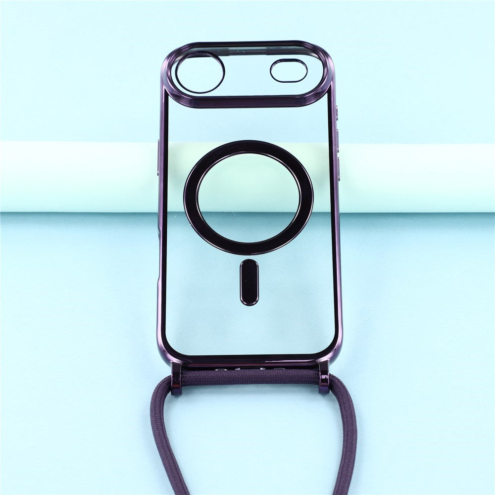 EIDERWOOD iPhone Air Fleksibelt Plast Deksel med Justerbar Stropp - MagSafe Kompatibel - Gjennomsiktig / Lilla