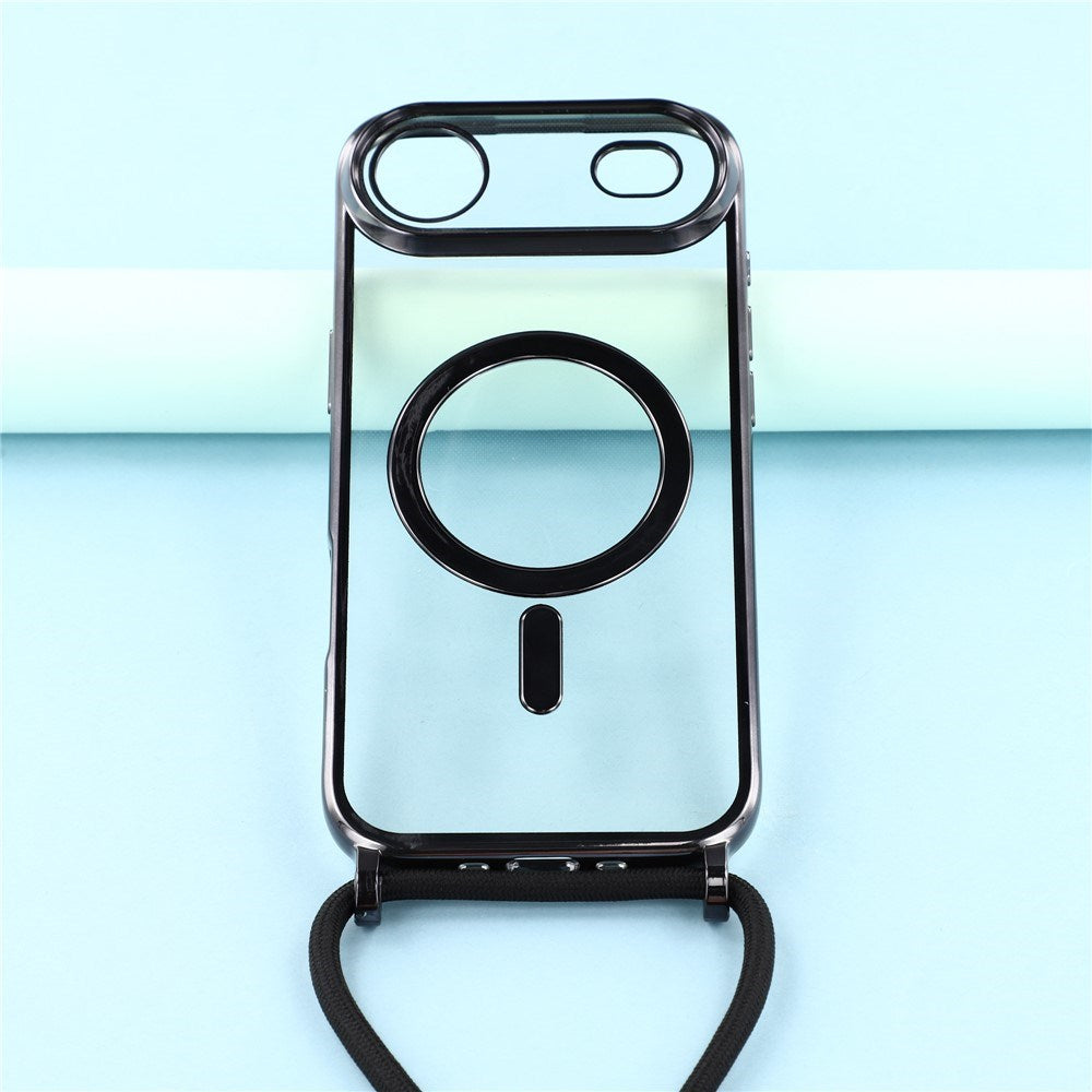 EIDERWOOD iPhone Air Fleksibelt Plast Deksel med Justerbar Stropp - MagSafe Kompatibel - Gjennomsiktig / Svart