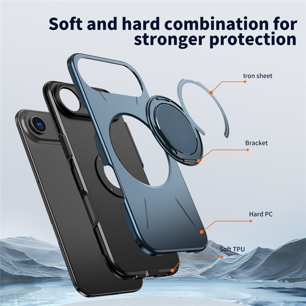 EIDERWOOD iPhone Air Deksel med Roterende Kickstand – Blå