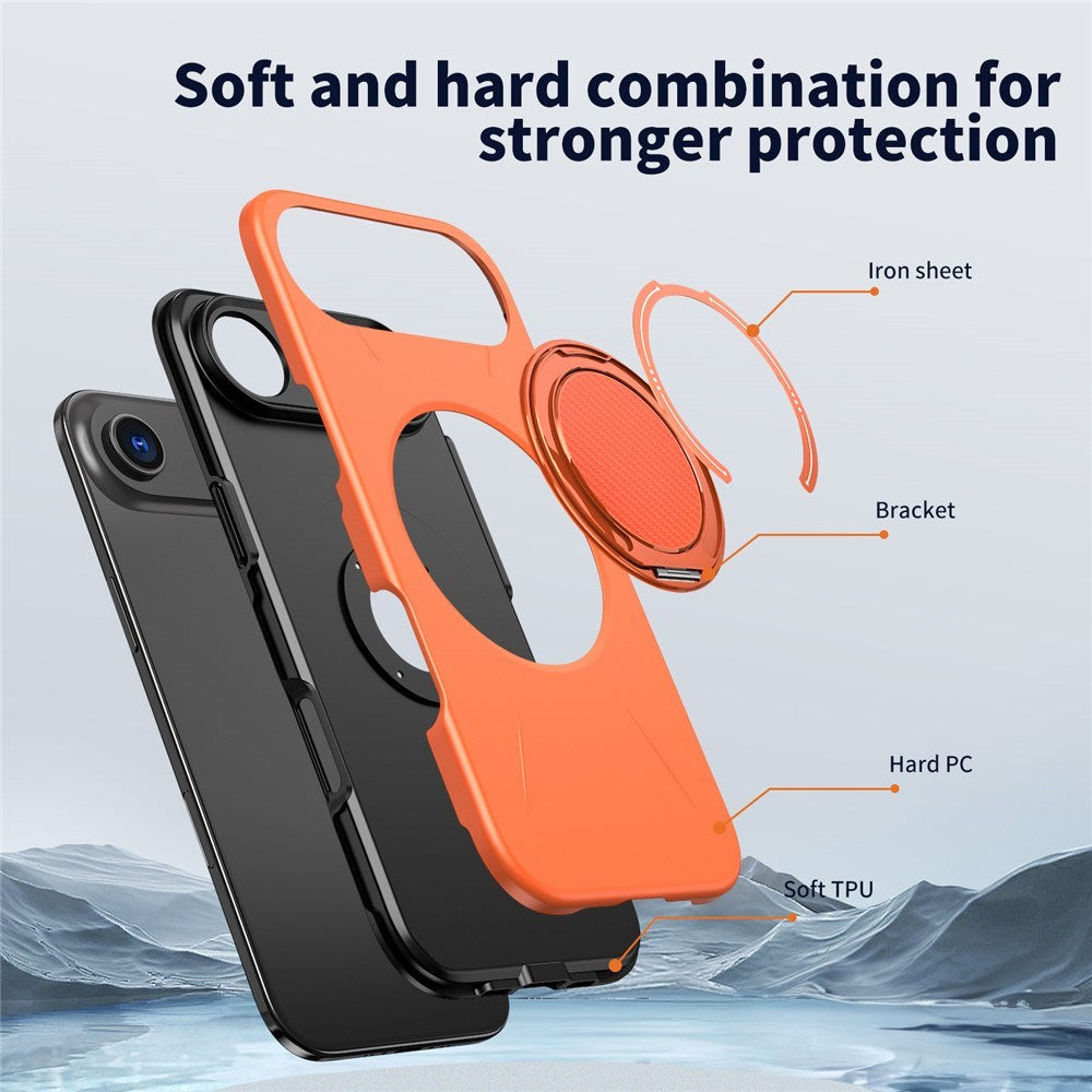 EIDERWOOD iPhone Air Deksel med Roterende Kickstand – Oransje