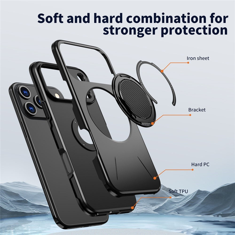 EIDERWOOD iPhone 17 Pro Deksel med Roterende Kickstand – Svart