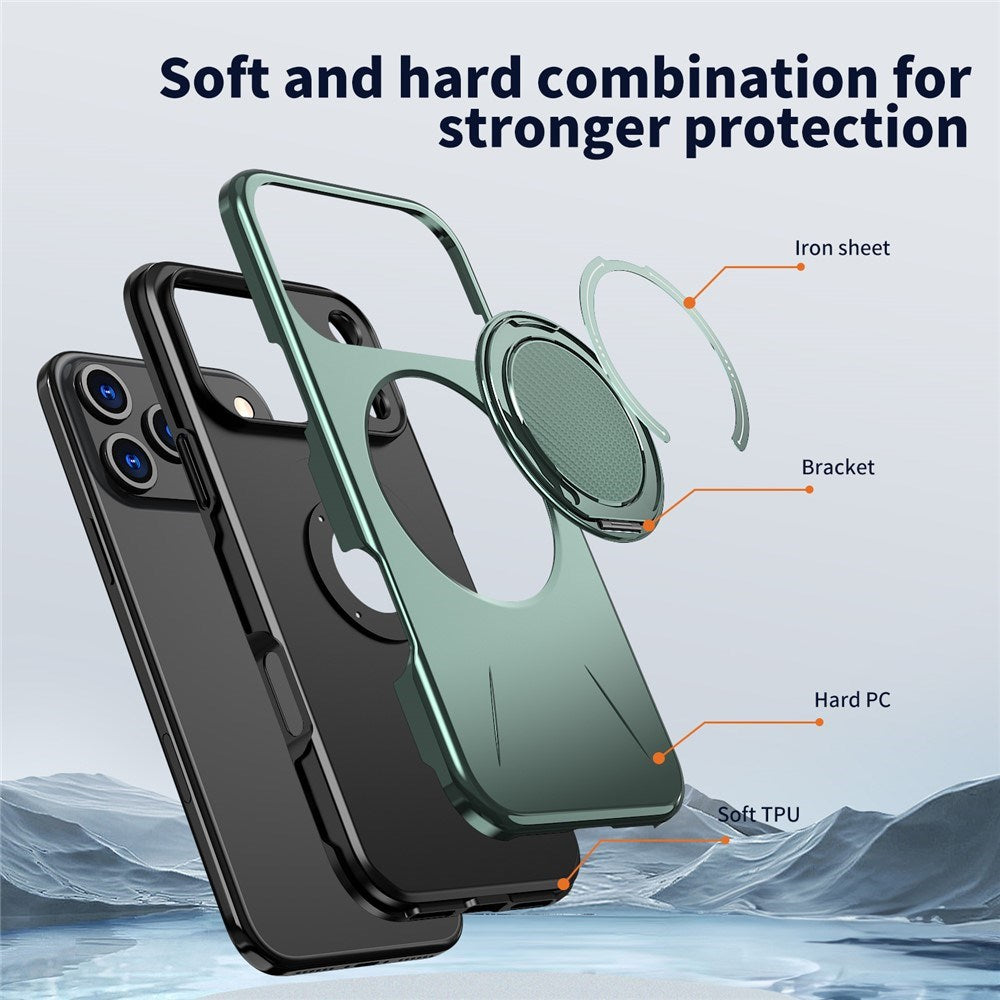 EIDERWOOD iPhone 17 Pro Deksel med Roterende Kickstand – Grønn