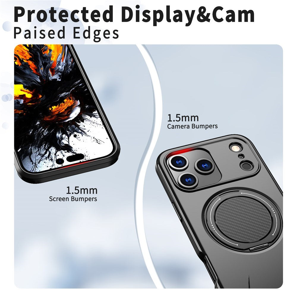 EIDERWOOD iPhone 17 Pro Max Deksel med Roterende Kickstand – Svart