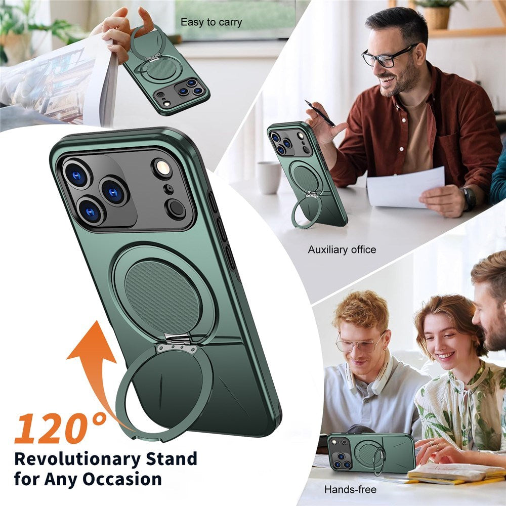 EIDERWOOD iPhone 17 Pro Max Deksel med Roterende Kickstand – Grønn
