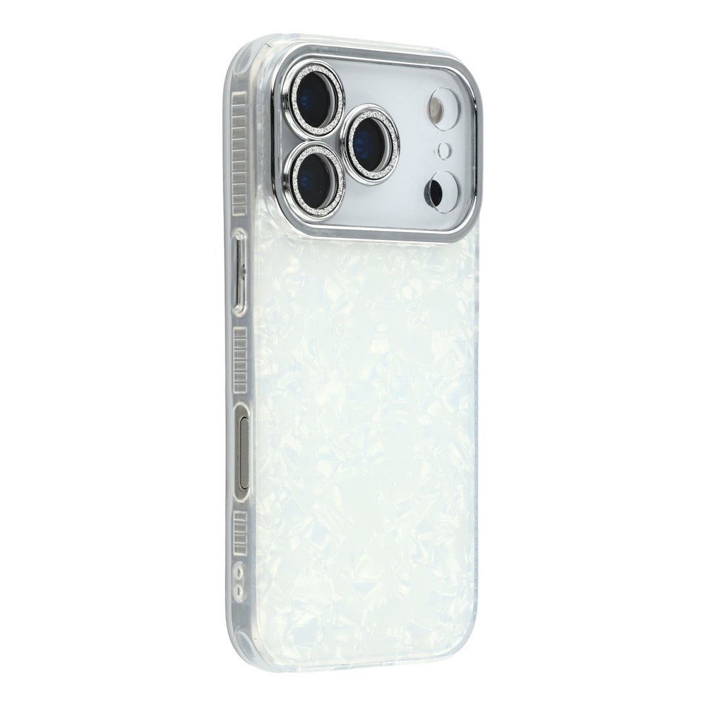 EIDERWOOD iPhone 17 Pro Hybrid Plast Deksel m. Innebygd Kameralinsebeskyttelse - Perlemorsmønster / Hvit