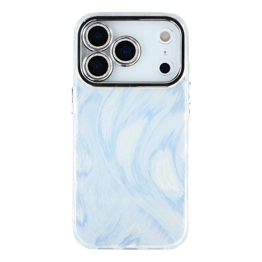 EIDERWOOD iPhone 17 Pro Hybrid Plast Deksel m. Innebygd Kameralinsebeskyttelse - Penselstrøkmønster / Sølv