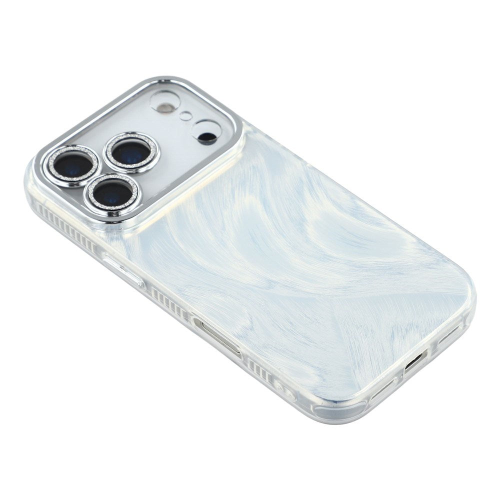 EIDERWOOD iPhone 17 Pro Hybrid Plast Deksel m. Innebygd Kameralinsebeskyttelse - Penselstrøkmønster / Sølv