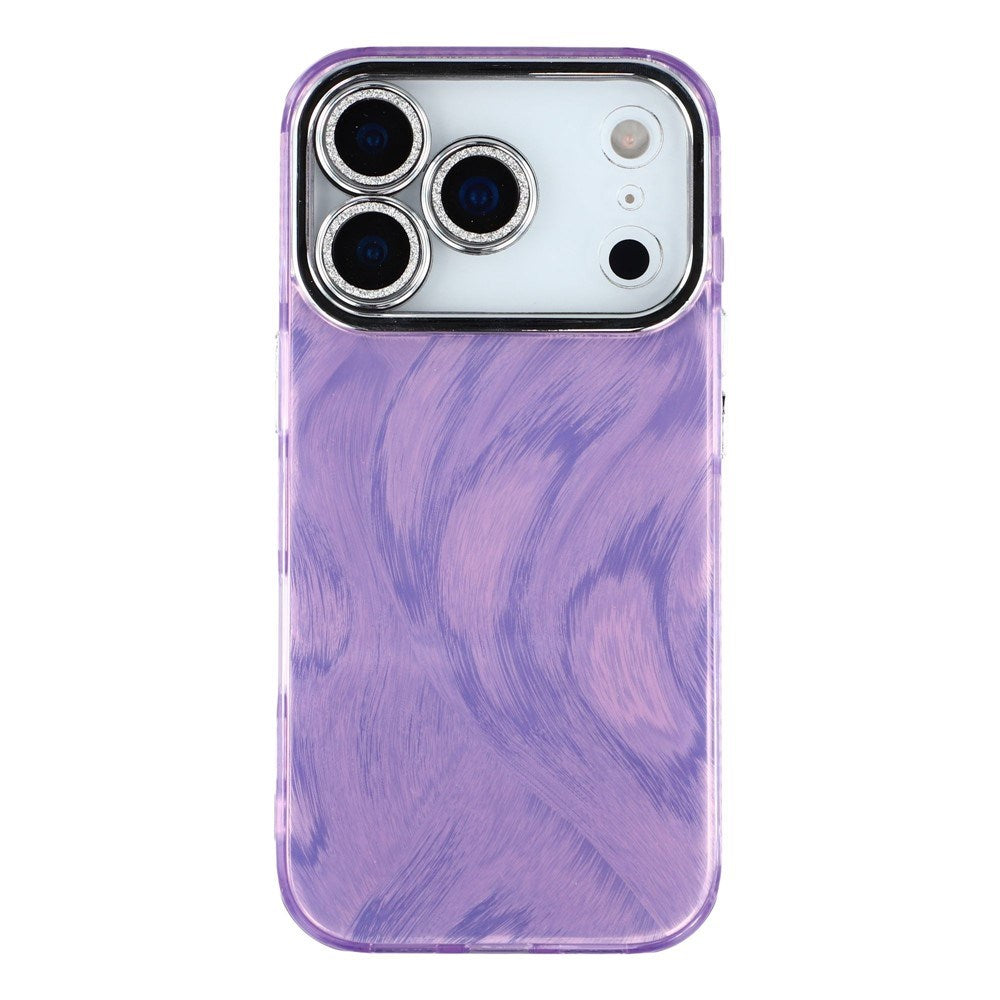 EIDERWOOD iPhone 17 Pro Hybrid Plast Deksel m. Innebygd Kameralinsebeskyttelse - Penselstrøkmønster / Lilla