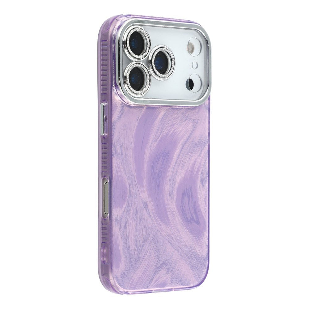 EIDERWOOD iPhone 17 Pro Hybrid Plast Deksel m. Innebygd Kameralinsebeskyttelse - Penselstrøkmønster / Lilla