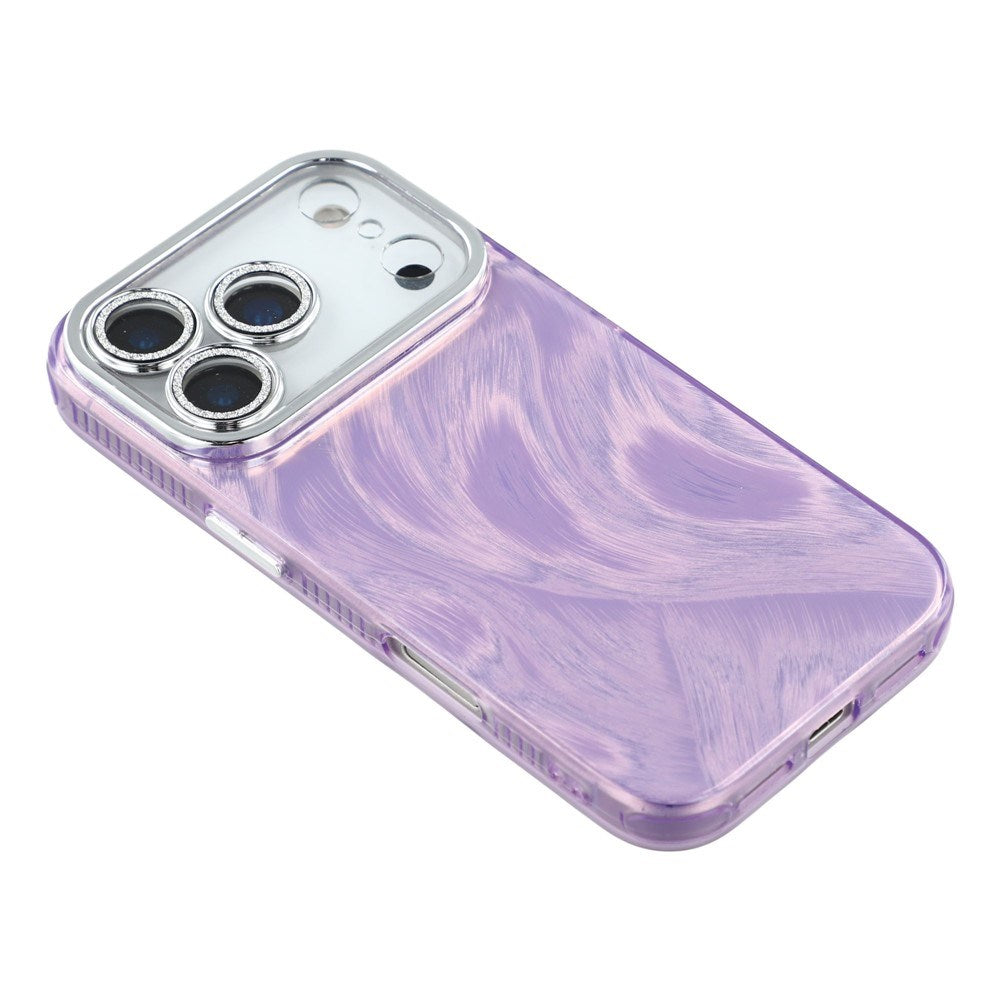 EIDERWOOD iPhone 17 Pro Hybrid Plast Deksel m. Innebygd Kameralinsebeskyttelse - Penselstrøkmønster / Lilla