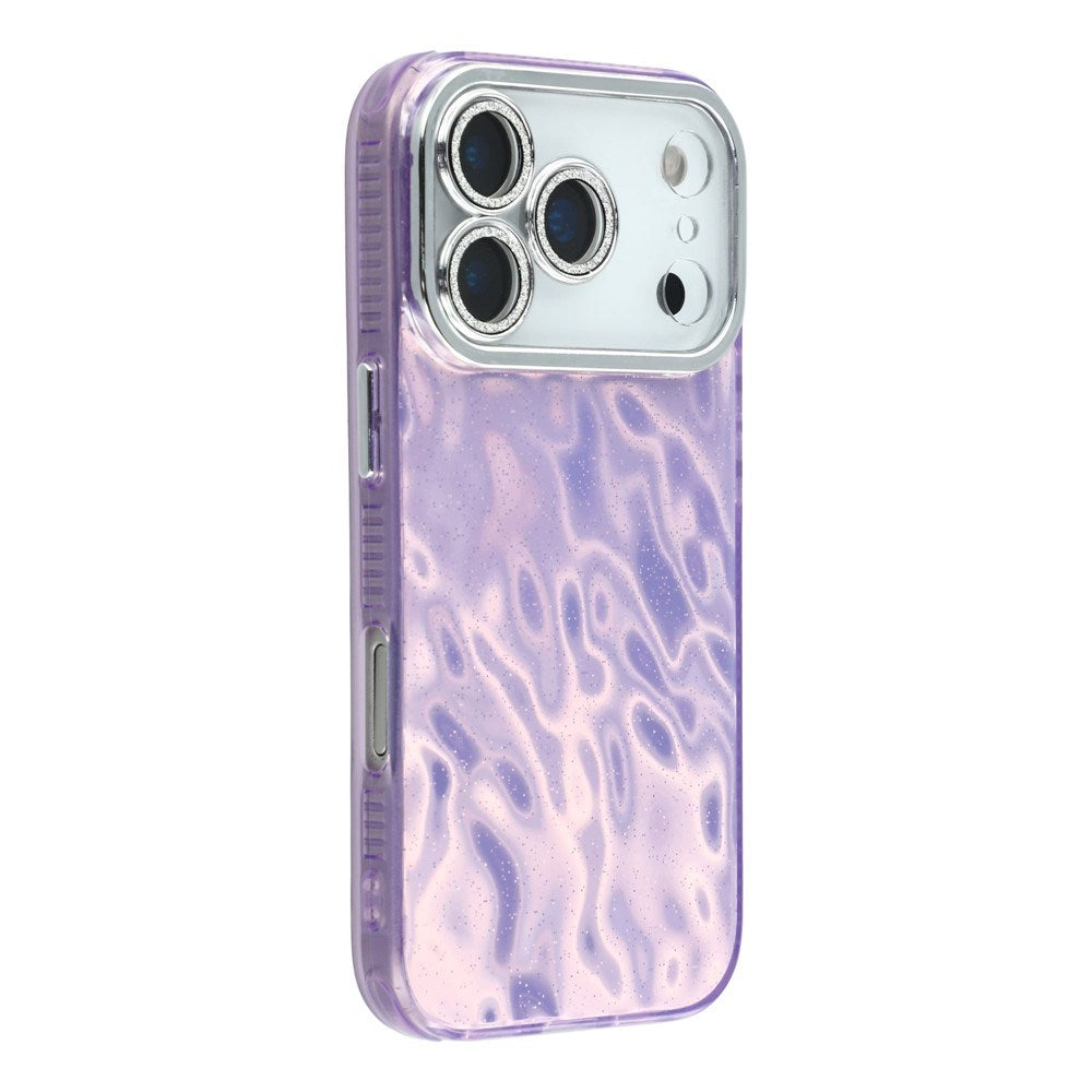 EIDERWOOD iPhone 17 Pro Hybrid Plast Deksel m. Innebygd Kameralinsebeskyttelse - Rynket Mønster / Lilla