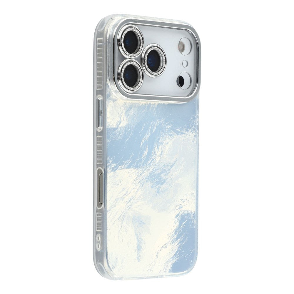 EIDERWOOD iPhone 17 Pro Hybrid Plast Deksel m. Innebygd Kameralinsebeskyttelse - Folie Mønster / Sølv