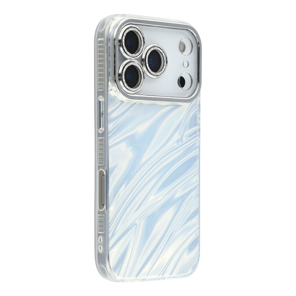EIDERWOOD iPhone 17 Pro Max Hybrid Plast Deksel m. Innebygd Kameralinsebeskyttelse - Bølget Mønster / Sølv