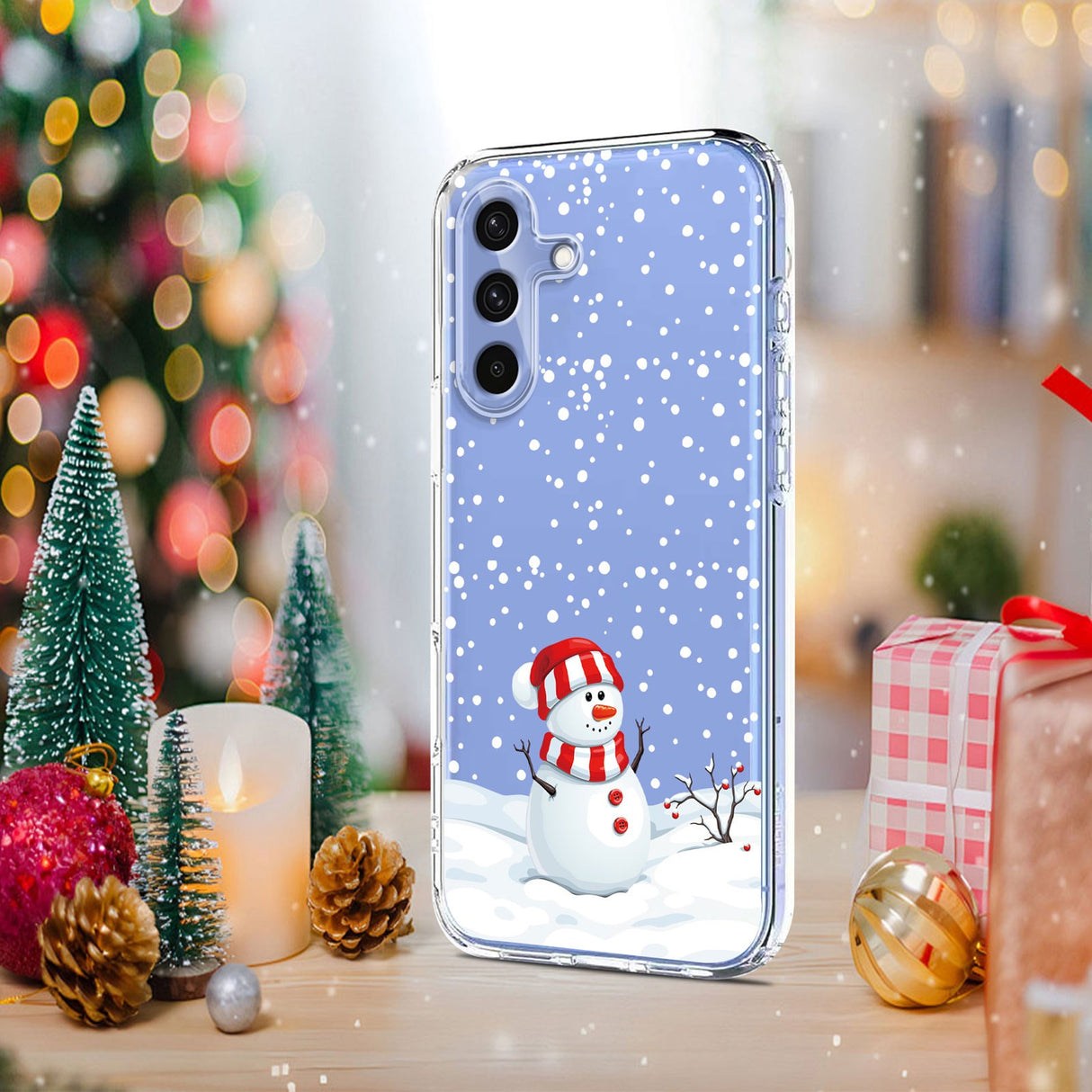 EIDERWOOD Samsung Galaxy A56 (5G) Fleksibelt Plast Juledeksel med Motiv - Gjennomsiktig / Snømann