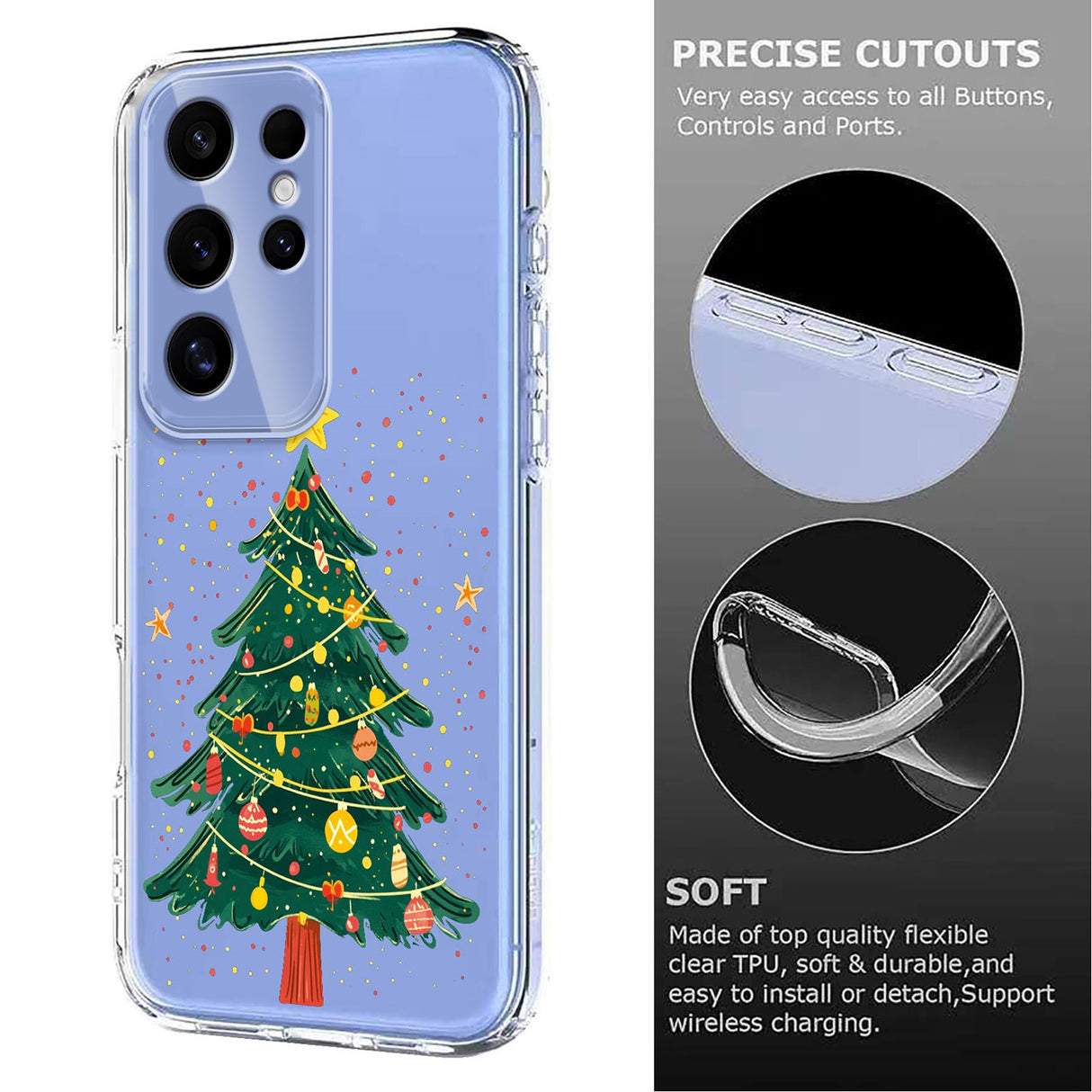EIDERWOOD Samsung Galaxy S25 Ultra Fleksibelt Plast Juledeksel med Motiv - Gjennomsiktig / Juletre