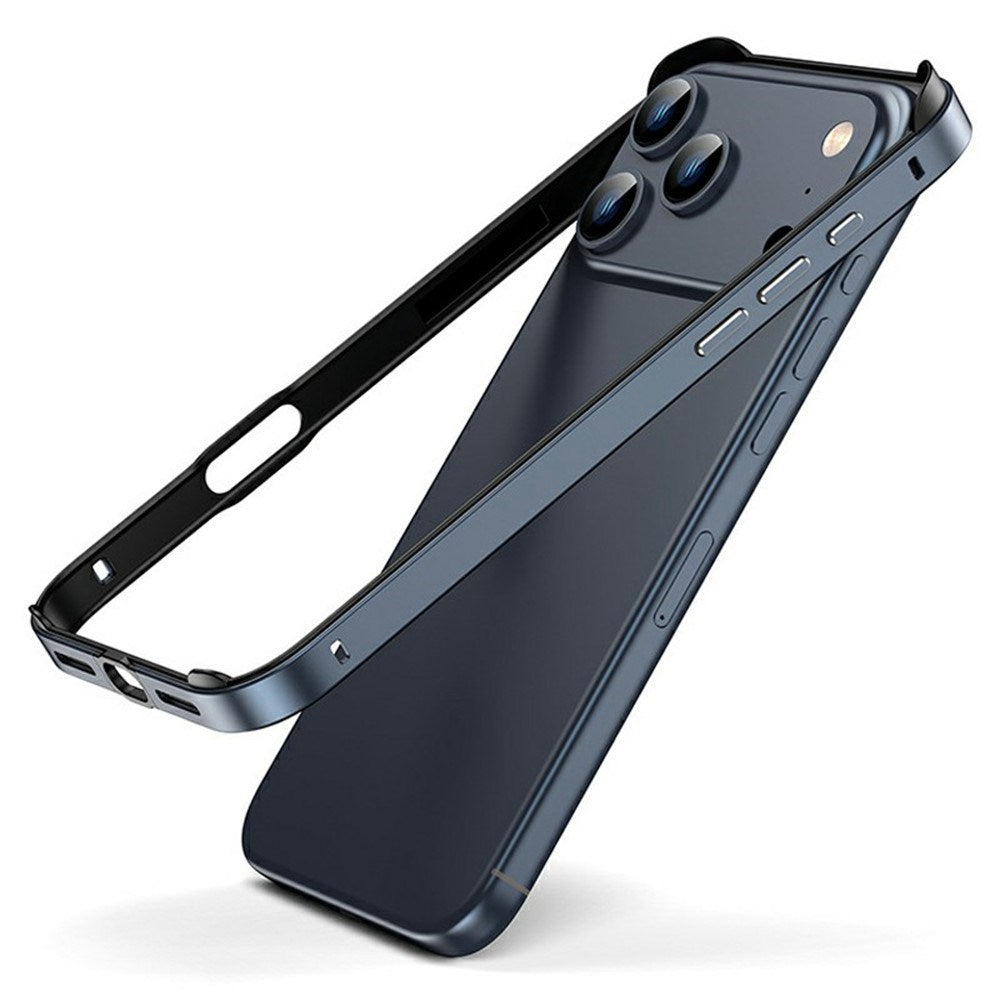 iPhone 17 Pro EIDERWOOD Metal Bumper Deksel m. Forsterkede Silikon Hjørner - Mørkeblå