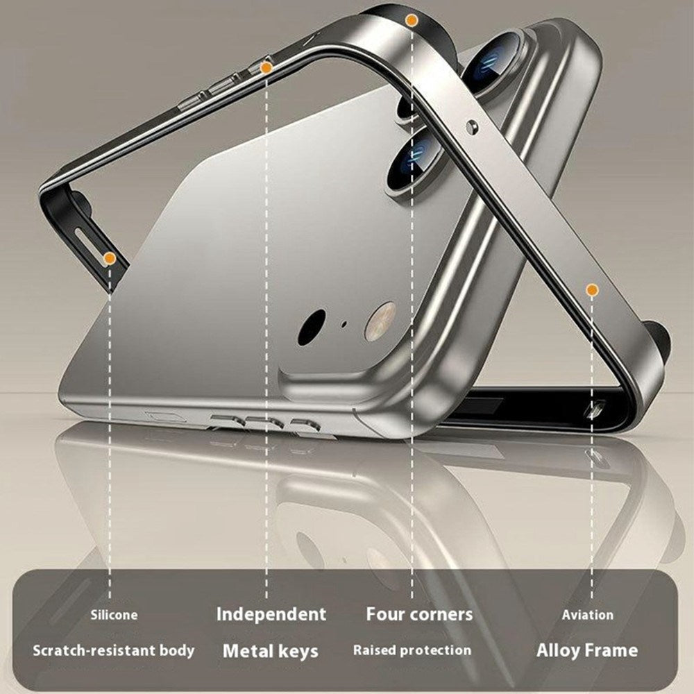 iPhone 17 Pro Max EIDERWOOD Metal Bumper Deksel m. Forsterkede Silikon Hjørner - Mørkeblå