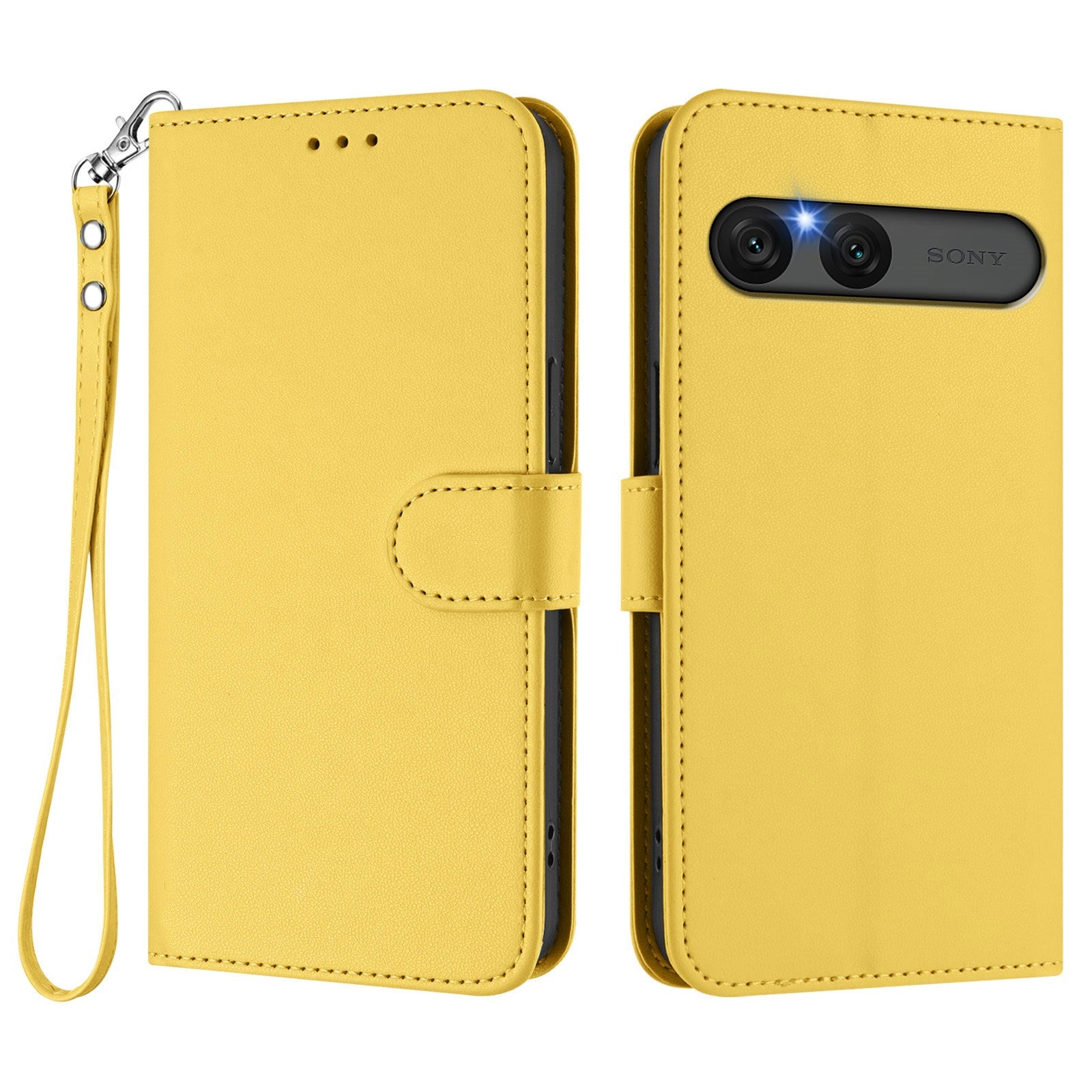 EIDERWOOD Sony Xperia 10 VII Kunstskinn Flip Deksel m. Kortholder & Stropp - Gul