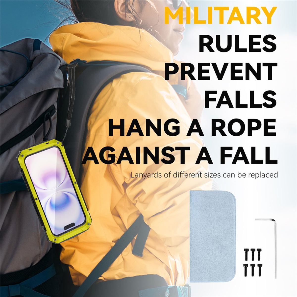 iPhone 17 R-JUST Hybrid Robust Deksel m. Innebygd Skjermbeskyttelse & Kickstand - Gul