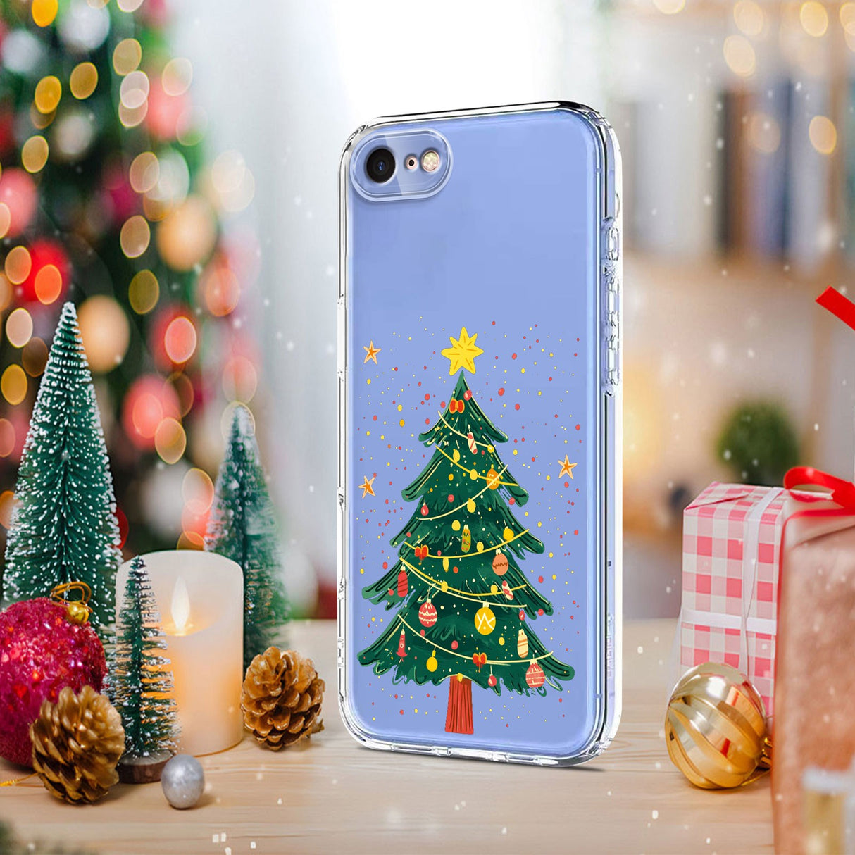EIDERWOOD iPhone SE (2022 / 2020) / 8 / 7 Fleksibelt Plast Juledeksel med Motiv - Gjennomsiktig / Juletre