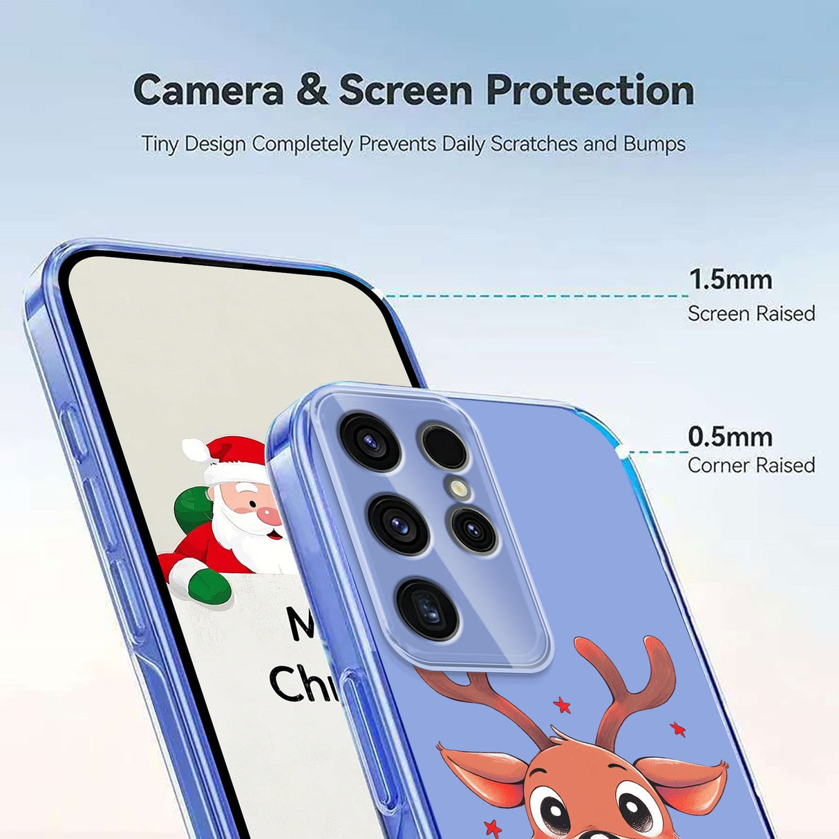 EIDERWOOD Samsung Galaxy S23 Ultra Fleksibelt Plast Juledeksel med Motiv - Gjennomsiktig / Reinsdyr