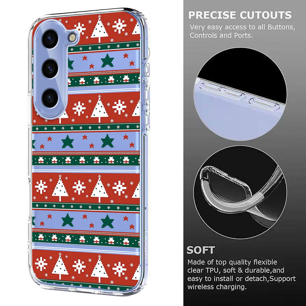 EIDERWOOD Samsung Galaxy S23 FE Fleksibelt Plast Juledeksel med Motiv - Gjennomsiktig / Mønster