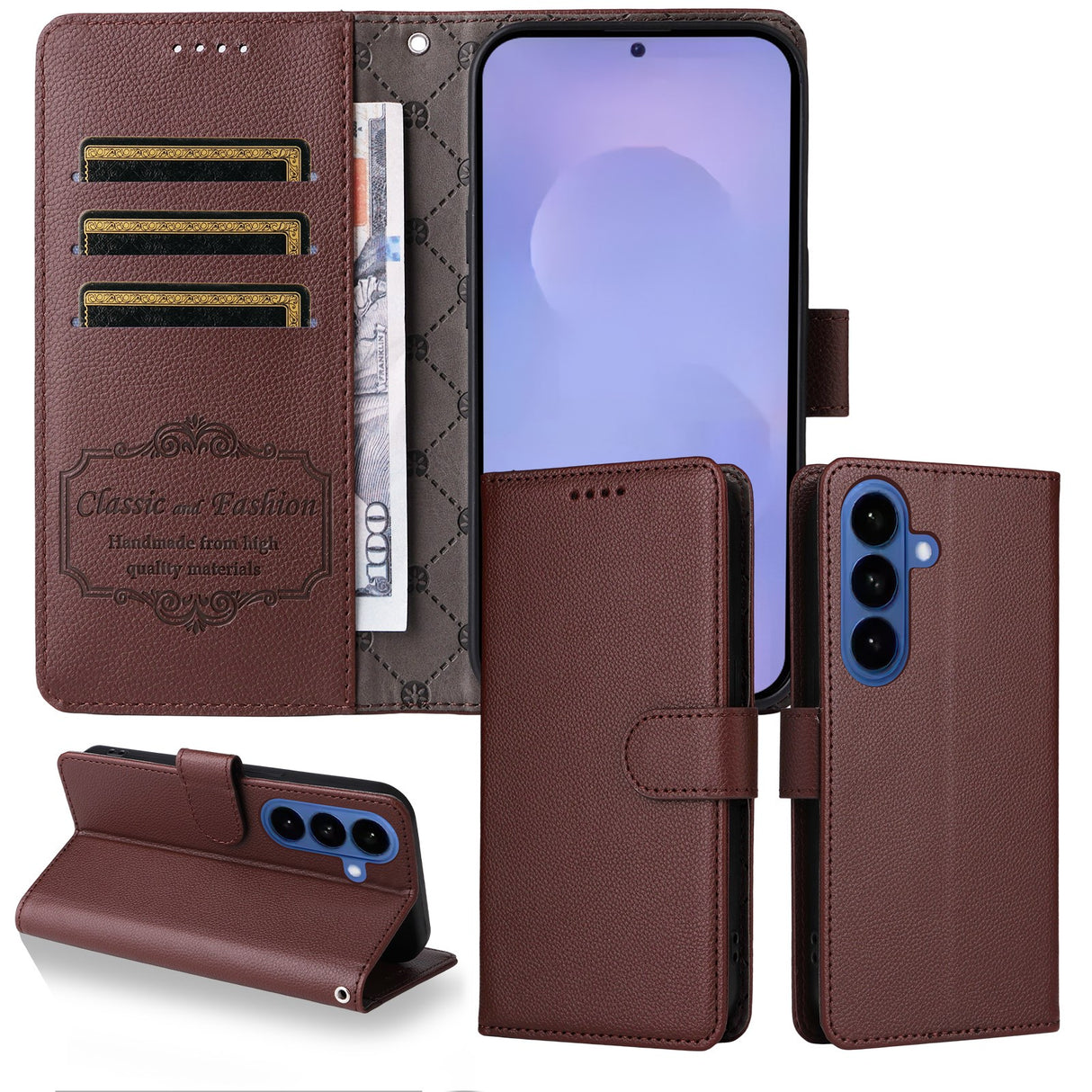 Samsung Galaxy S26 EIDERWOOD Kunstskinn Flip Deksel m. Strop - Brun
