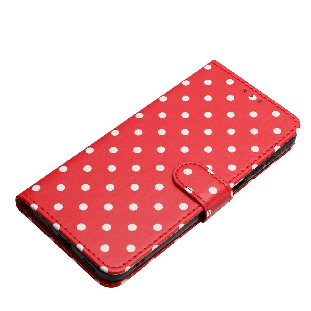 EIDERWOOD iPhone 17 Kunstskinn Flip Deksel m. Polka Design - Rød
