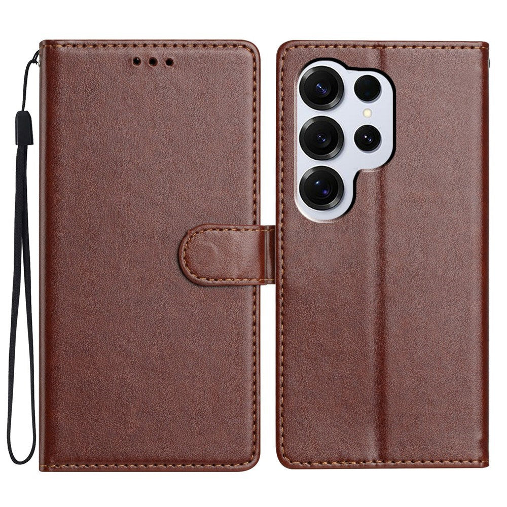 Samsung Galaxy S26 Ultra EIDERWOOD Kunstskinn Deksel med Stropp & Kortholder – Brun
