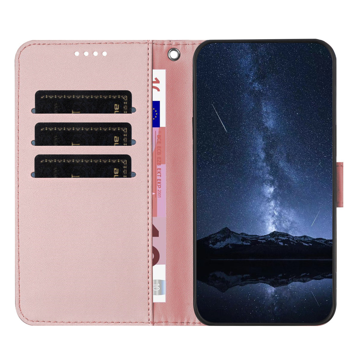 Honor Magic8 Lite EIDERWOOD Kunstskinn Flip Deksel m. Kortlomme & Stativfunksjon - Rose Gold