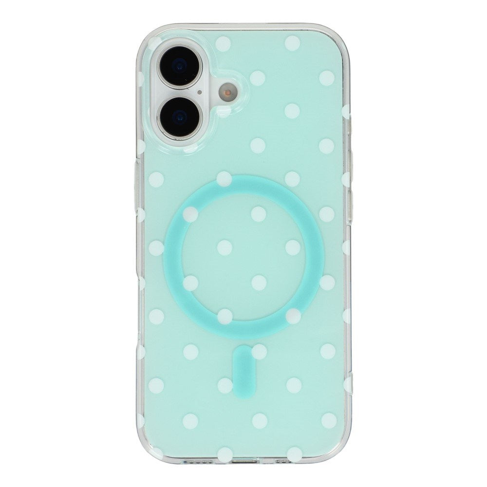 EIDERWOOD iPhone 17 Hybrid Deksel med Polka Design - MagSafe Kompatibel - Gjennomsiktig / Turkis