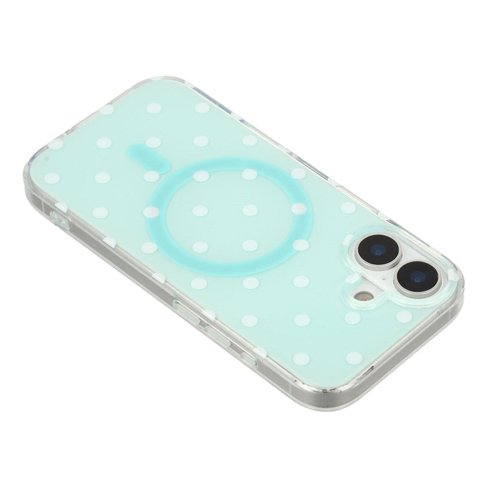 EIDERWOOD iPhone 17 Hybrid Deksel med Polka Design - MagSafe Kompatibel - Gjennomsiktig / Turkis