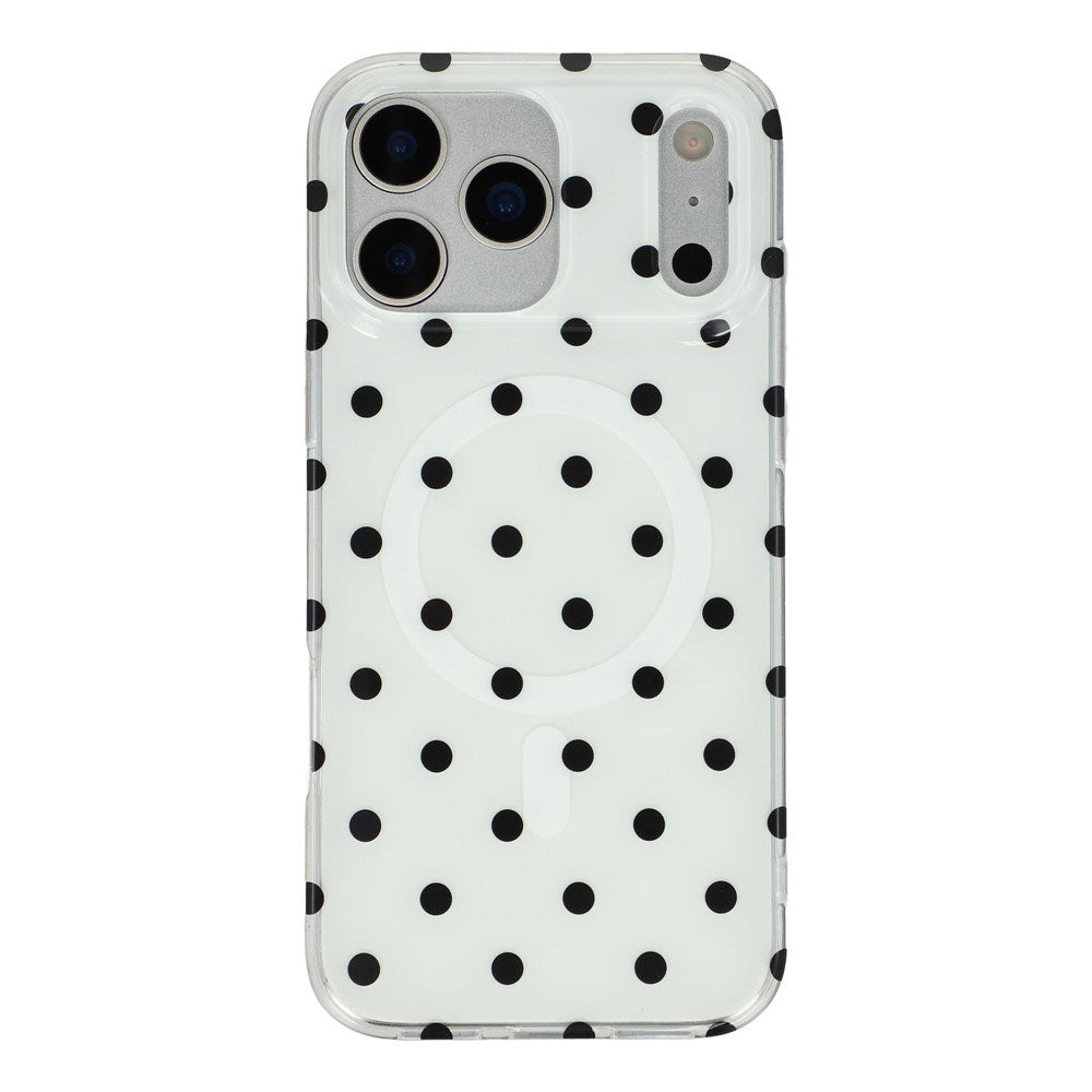EIDERWOOD iPhone 17 Pro Hybrid Deksel med Polka Design - MagSafe Kompatibel - Gjennomsiktig / Svart