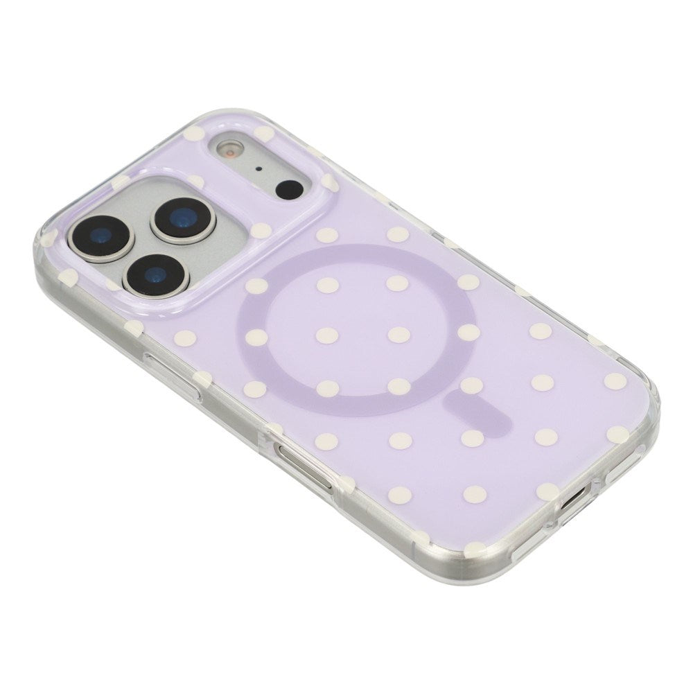 EIDERWOOD iPhone 17 Pro Hybrid Deksel med Polka Design - MagSafe Kompatibel - Gjennomsiktig / Lilla