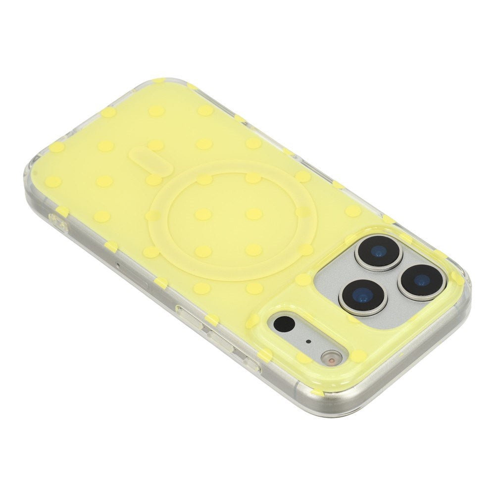 EIDERWOOD iPhone 17 Pro Max Hybrid Deksel med Polka Design - MagSafe Kompatibel - Gjennomsiktig / Gul