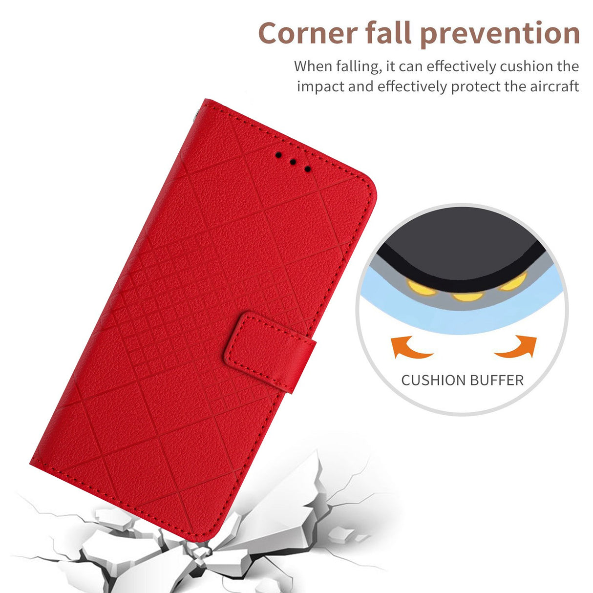 EIDERWOOD OnePlus 15 Flip Deksel i Kunstskinn med Trykk – Rød