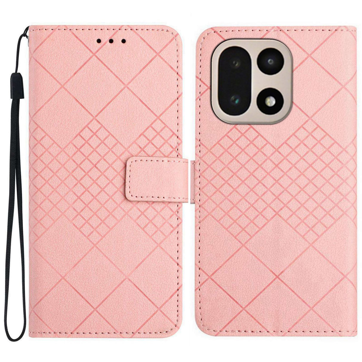 EIDERWOOD OnePlus 15 Flip Deksel i Kunstskinn med Trykk – Rosa