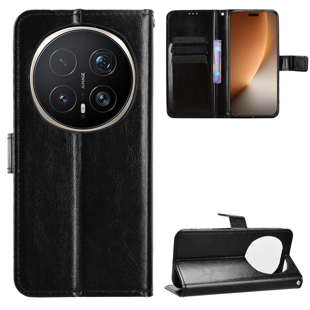 Honor Magic8 Pro EIDERWOOD Kunstskinn Flip Deksel med Stropp – Svart
