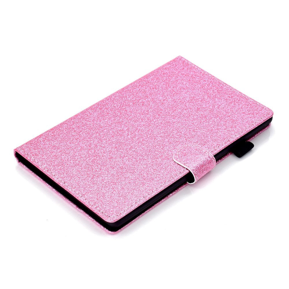 iPad 11" (2025) / iPad 10.9" (2024/2022) Glitter Deksel m. Stativfunksjoner & Kortholder - Rosa